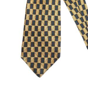 Umberto Bossi Silk Tie Men’s 60.5” Black Gold Geometric Designer Wide Tie New